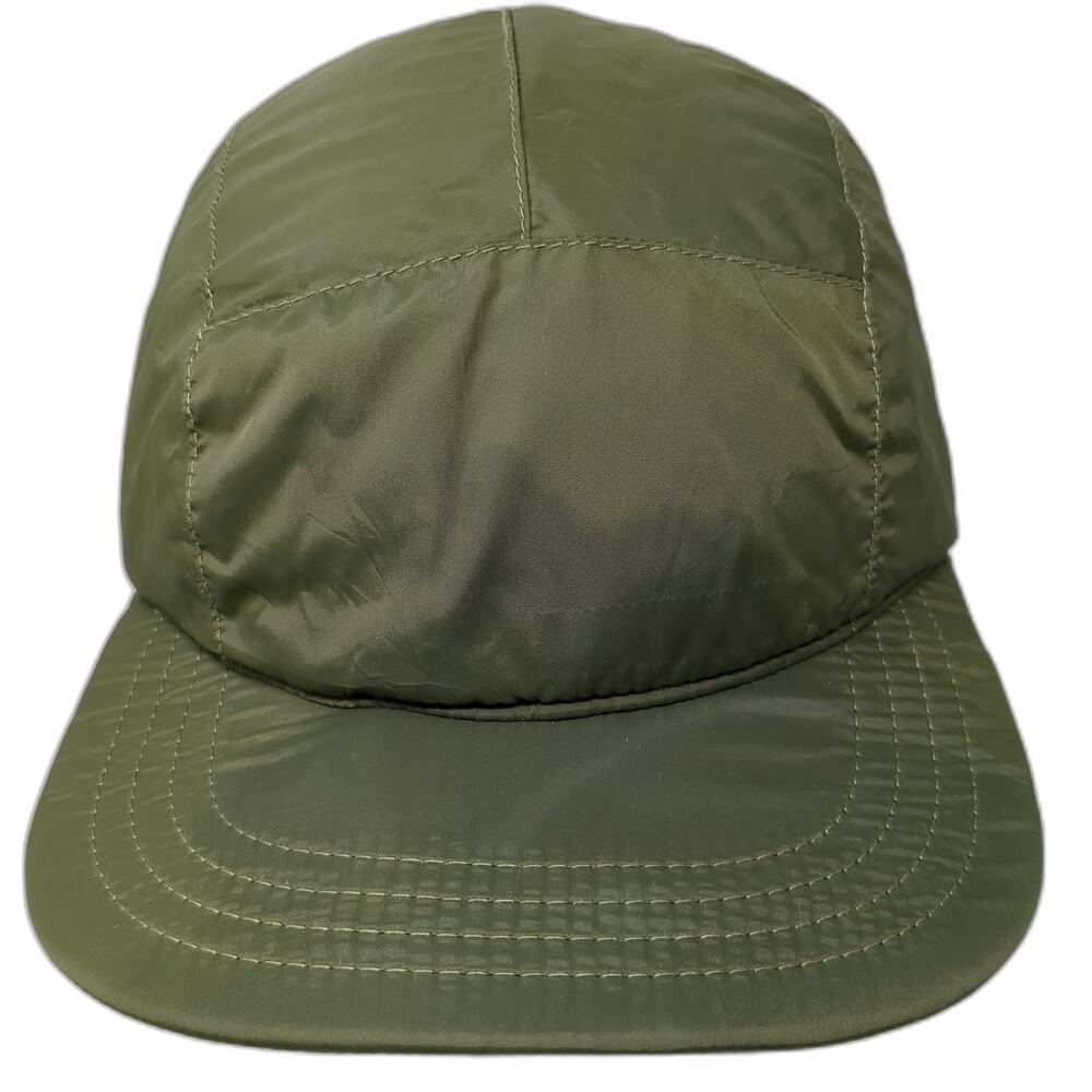 Topo Designs 5 Panel Green Hat One Size Ear Flaps Nylon Padded Winter Cap